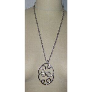 Roget Silver Tone Swirly Modern Abstract Pendant R